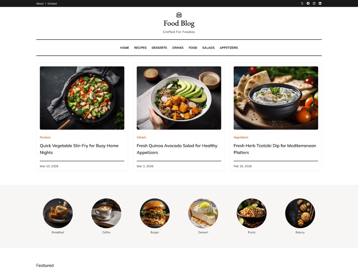آیکن Food Blog FSE